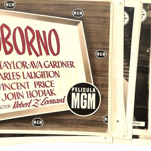 Sobre de distribución y fotocromos de estreno para la película de cine negro "Soborno" (The Bribe)