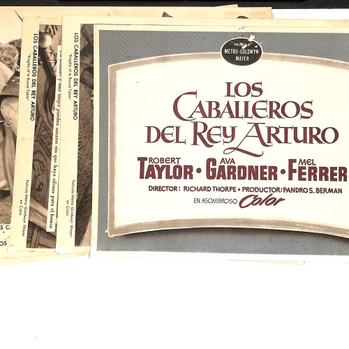Sobre de distribución y fotocromos de estreno para el clásico medieval "Los Caballeros del Rey Arturo"