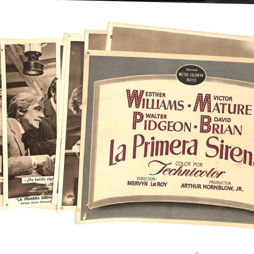 Sobre de distribución y fotocromos de estreno para el musical biográfico "La primera sirena" (Million Dollar Mermaid)