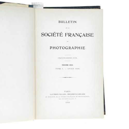Tomo - Bulletin de la Société Française de Photographie - 1910