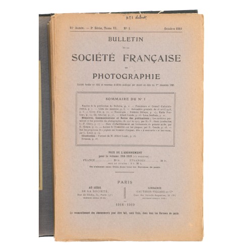 Tomo - Bulletin de la Société Française de Photographie et de Cinematographe- 1918-1919