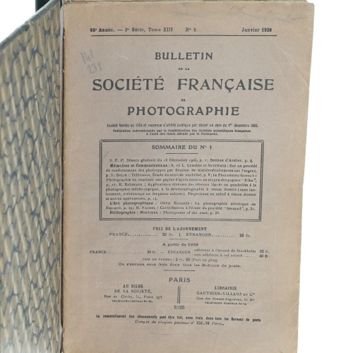 Tomo - Bulletin de la Société Française de Photographie et de Cinematographe- 1926