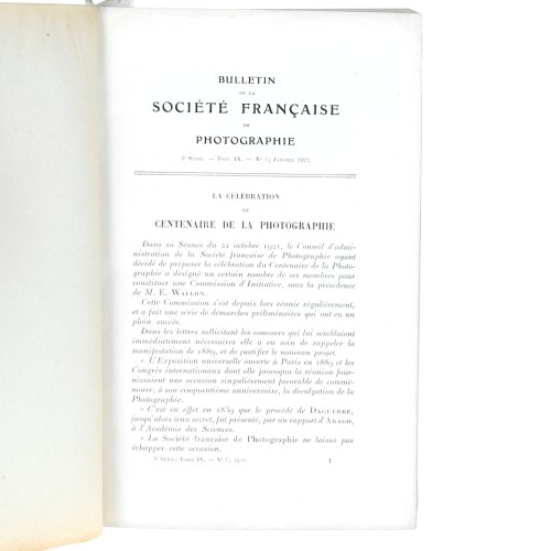 Tomo - Bulletin de la Société Française de Photographie et de Cinematographe- 1922