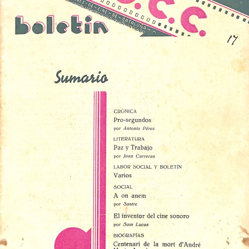 Boletín de la A.M.O.C.C. (Asociación Mutual de Operadores de Cine de Cataluña)El inventor del cine sonoro