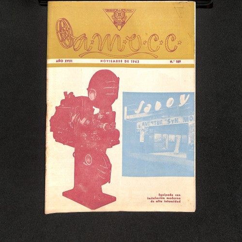 A.M.O.C.C. (Revista de la Asociación Mutual de Operadores de Cine de Cataluña) "asientos y respaldos curvados de tablero"