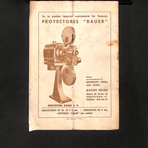 A.M.O.C.C. (Revista de la Asociación Mutual de Operadores de Cine de Cataluña) PROYECTORES 'BAUER'"