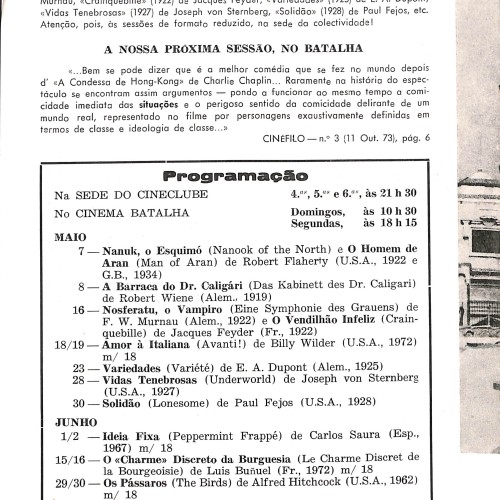 Folleto de mano de la 912.ª Sesión: "A Audiência" (L'Udienza)