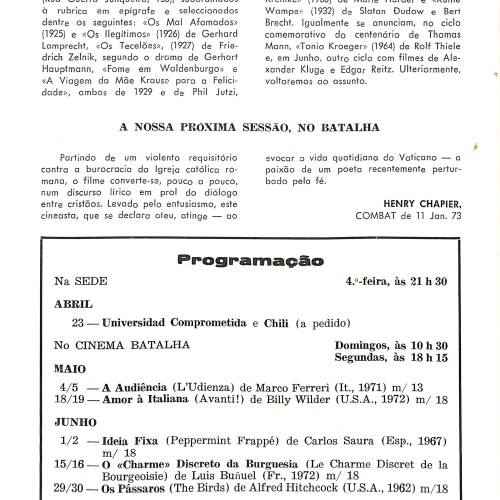 Folleto de mano de la 911.ª Sesión: "Os Oprimidos" (Szegénylegények)