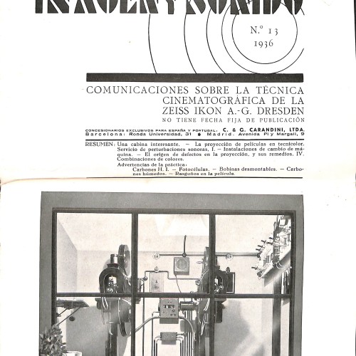 Imagen y Sonido: Comunicaciones sobre la técnica cinematográfica de la Zeiss Ikon A.-G. Dresden