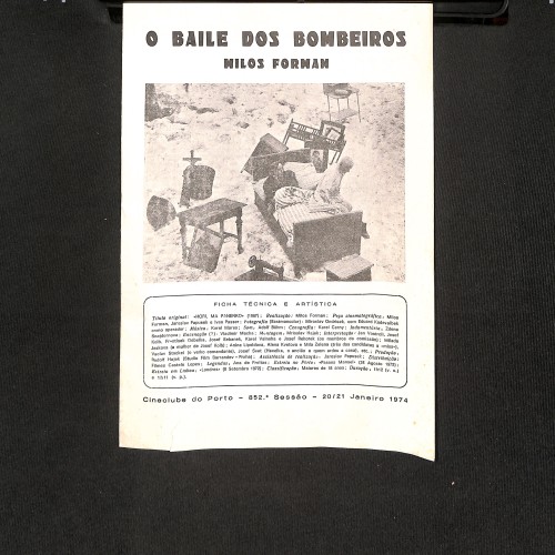 Folleto de mano de la 852.ª Sesión: "O Baile dos Bombeiros" (Hoří, má panenko)