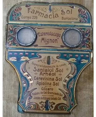 Visor estereo hojalata  Mignon metal Farmacia Sol barcelona