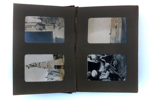 Leather album with photographs