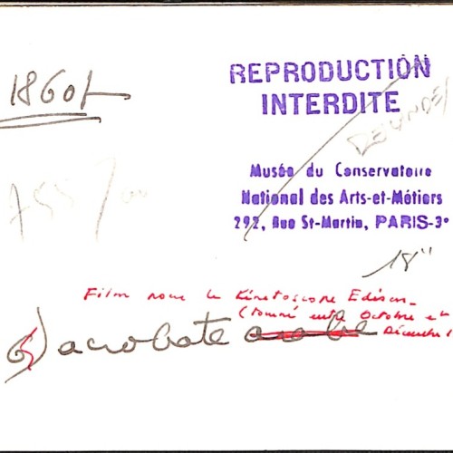 : Fotograma de película para el Kinetoscopio de Edison ("Acrobate").