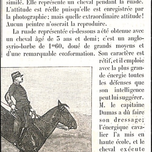 Recorte de prensa histórica: Le kinétoscope (reverso: crónica de fotografía ecuestre instantánea sobre el Capitán Dumas).