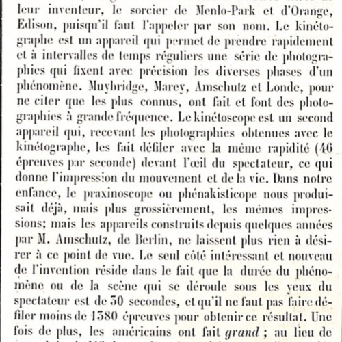 Recorte de prensa histórica: Le kinétoscope (reverso: crónica de fotografía ecuestre instantánea sobre el Capitán Dumas).