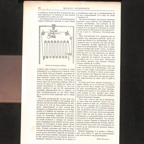 Artículo "Le Kinétoscope d'Édison" en la revista ilustrada Magasin Pittoresque.