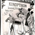 Reproducción fotográfica de un cartel publicitario danés de época y anotaciones de archivo en su reverso.
