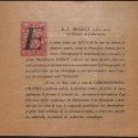 Estampa tipográfica con retrato a línea y texto biográfico de homenaje (anverso y reverso) dedicado a Étienne-Jules Marey.