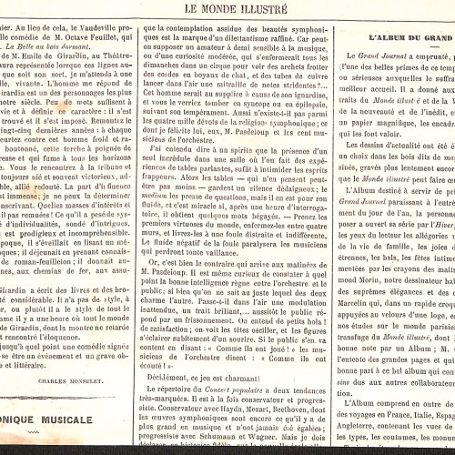 Doble página (págs. 47 y 48) del semanario de prensa ilustrada francesa Le Monde Illustré.