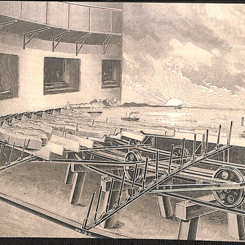 Grabado de finales del siglo XIX y recorte de prensa relacionada con la Exposición Universal de París (1900).