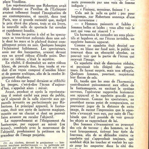 Págs 311 y 312 de la revista Cinémagazine (Artículo histórico "La projection animée sous le Directoire" por Rene Champigny).