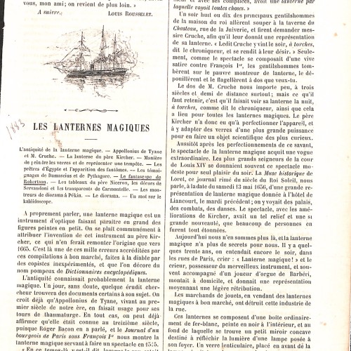 Sección monográfica "Les Lanternes Magiques" (Las linternas mágicas) publicada en la revista Le Journal de la Jeunesse.