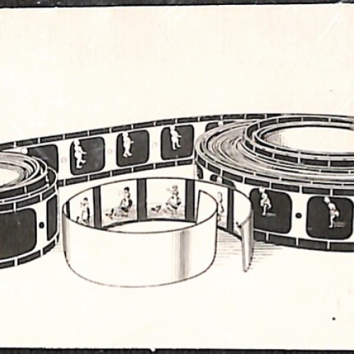 Fotografía histórica que reproduce un grabado técnico de bandas de animación