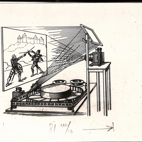 Tarjeta fotográfica con ilustración técnica de precine