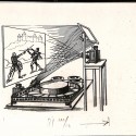 Tarjeta fotográfica con ilustración técnica de precine