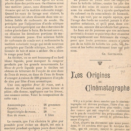 Artículo histórico-científico "Les Origines du Cinématographe".