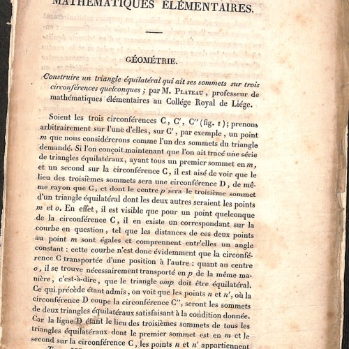 Página científica "Mathématiques Élémentaires - Géométrie" (Problema de Joseph Plateau).