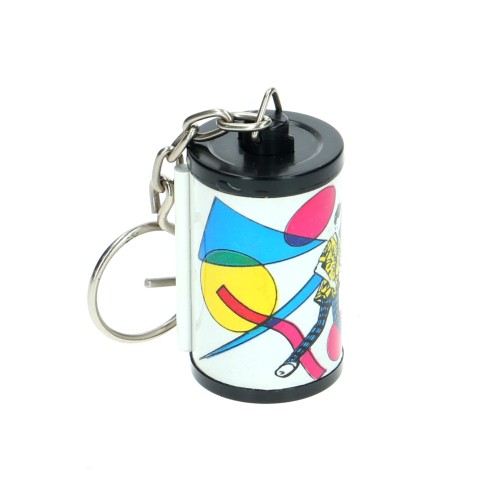 Keychain with notepad rolled film cartridge 35 mm