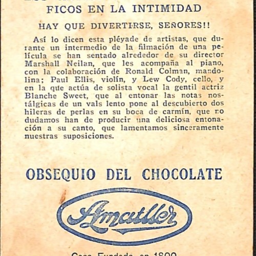 Tarjeta coleccionable: ¡¡Hay que divertirse, señores!! (Cromo publicitario).