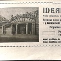Tarjeta comercial del "Ideal-Cine", destacando su fachada monumental y servicios de higiene o distinción social.