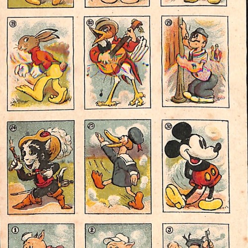 Pliego o tira de cromos/viñetas cinematográficas e infantiles de época