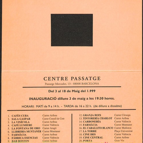 Catálogo-invitación de la muestra "Olis" de Lluís Pou en el Centre Passatge.