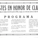 Programa oficial de las "Festes en honor de Clavé" en la ciudad de Mataró.