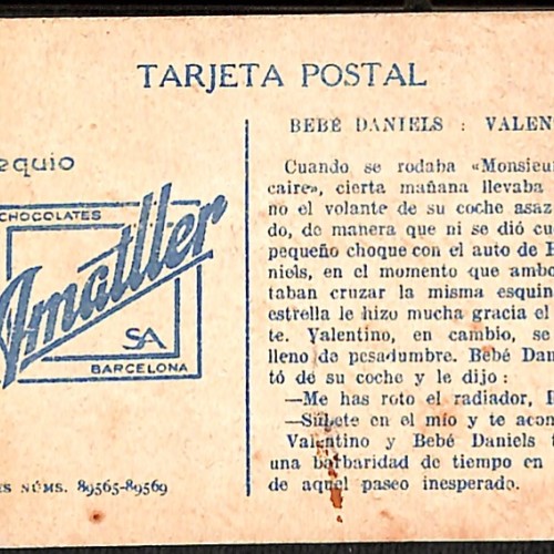 Tarjeta postal publicitaria Nº7 - "Bebé Daniels : Valentino" (Variante gráfica).