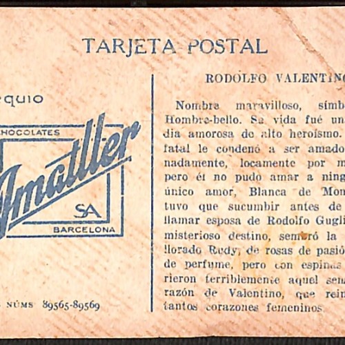 Tarjeta postal publicitaria Nº1 - "Rodolfo Valentino".