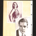 Hoja de álbum coleccionable con retratos de artistas del cine mudo ("Clara Bow" e intérprete masculino).