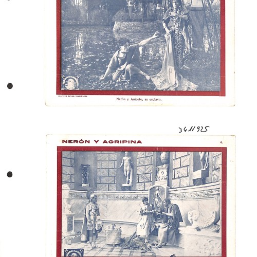 Fotocromos publicitarios / postales de estreno de la película Nerón y Agripina.