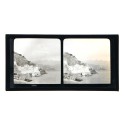 Placa estereoscópica de cristal: Vista panorámica de Atrani, Costa Amalfitana, Italia