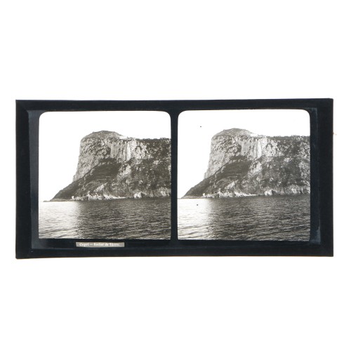 Placa estereoscópica de cristal: Capri, Rocher de Tibère (Peñón de Tiberio), Italia