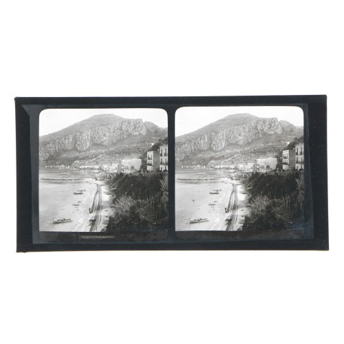 Placa estereoscópica de cristal: Vista de la costa en la Isla de Capri, Italia