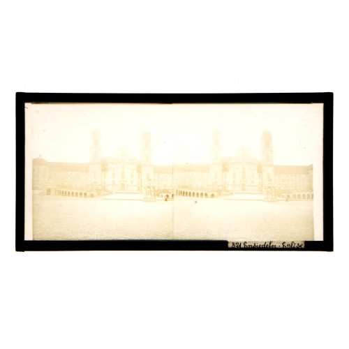 Placa estereoscópica de cristal: Vista de la Abadía de Einsiedeln, Suiza