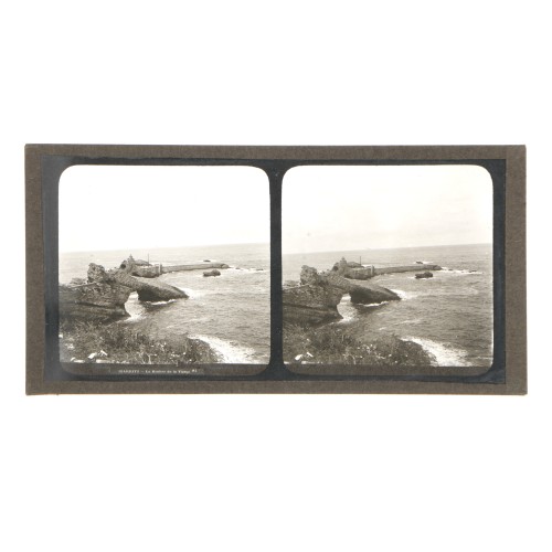 Placa estereoscópica de cristal: Biarritz, Le Rocher de la Vierge