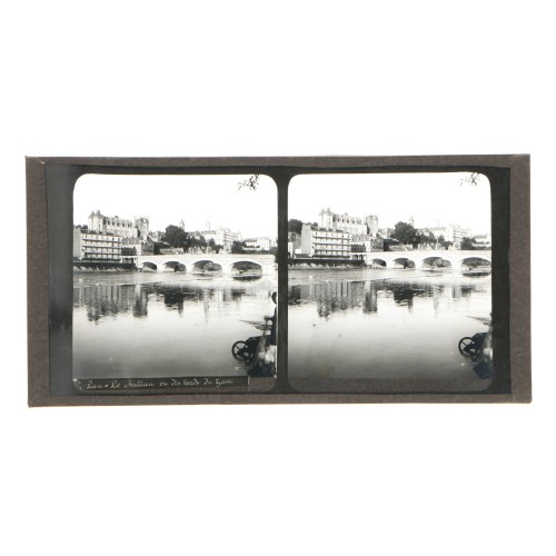 Placa estereoscópica de cristal: Pau, el castillo visto desde las orillas del Gave