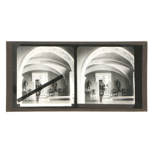 Placa estereoscópica de cristal: Interior del Castillo de Pau