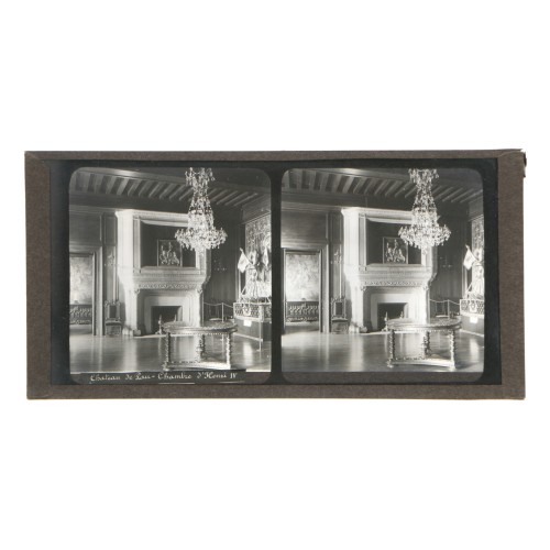 Placa estereoscópica de cristal: Francia, Château de Pau, Cámara de Enrique IV