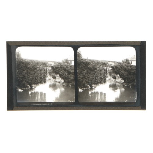 Placa estereoscópica de cristal: Vista del puente en Bétharram, Francia
